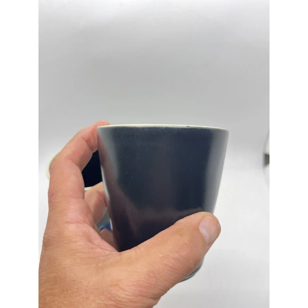 Crate & Barrel Marin Black Matte Coffee Mugs Curved Rim Portugal - Set Of 2